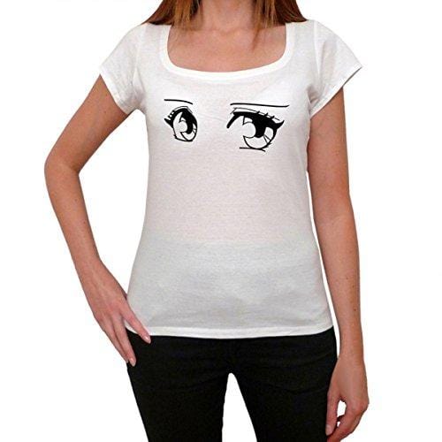 Manga Eyes T-Shirt Femme,Blanc, t Shirt Femme,Cadeau