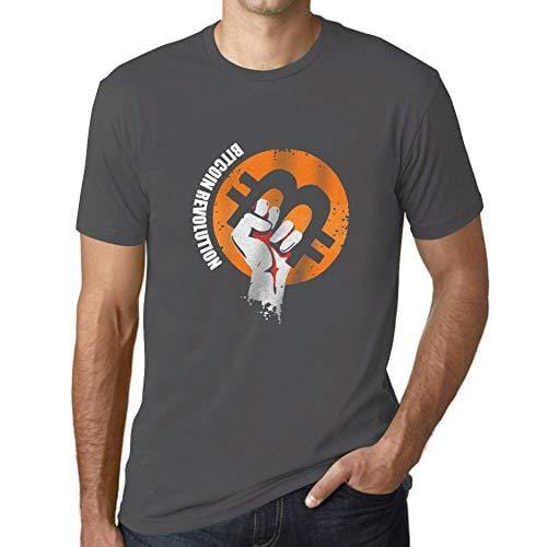 Ultrabasic - Homme T-Shirt Révolution Bitcoin T-Shirt HODL BTC Crypto Commerçants Cadeau Imprimé Tée-Shirt Gris Souris