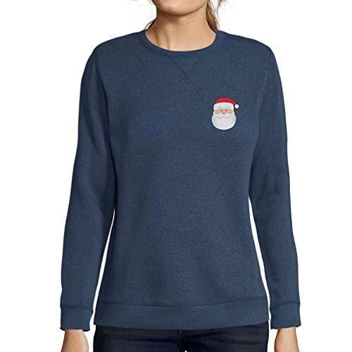 Ultrabasic - Femme Imprimé Graphique Sweat-Shirt Little Santa Cool Christmas Denim