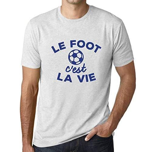 Homme T-Shirt Graphique Imprimé Vintage Tee Le Foot C'est la Vie Blanc Chiné