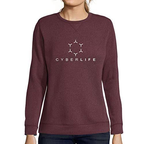 Ultrabasic - Femme Graphique Cyberlife Sweatshirt Action de Grâces Xmas Cadeau Idées Tee Gris Chiné Bordeaux