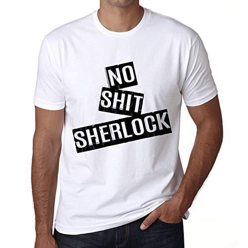 Ultrabasic - Homme T-Shirt Graphique No Shit Sherlock T-Shirt Cadeau Lettre d'impression Blanc