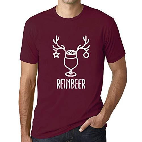 Ultrabasic - Graphique Homme Reinbeer T-Shirt Cadeau Imprimé Tée-Shirt Bordeaux