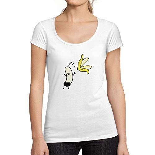 Ultrabasic - Tee-Shirt Femme col Rond Décolleté Peeled Banana Funny White