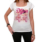 44 Dijon City With Number Womens Short Sleeve Round White T-Shirt 00008 - White / Xs - Casual
