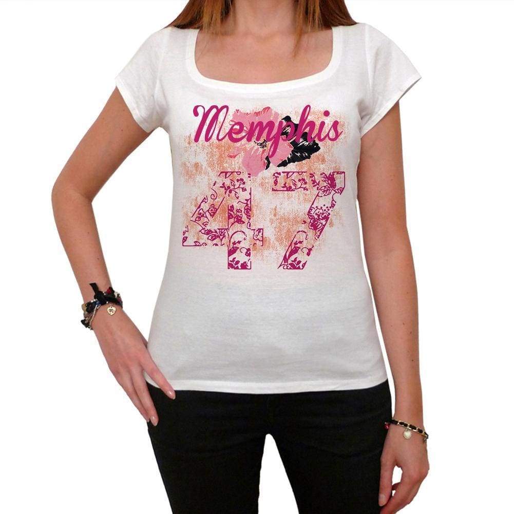 47 Memphis City With Number Womens Short Sleeve Round White T-Shirt 00008 - White / Xs - Casual