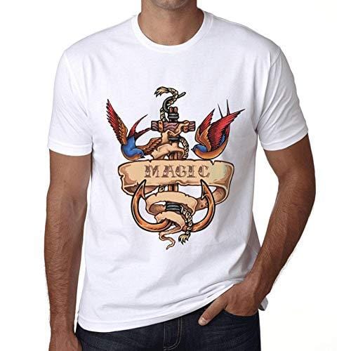 Ultrabasic - Homme T-Shirt Graphique Anchor Tattoo Magic Blanc
