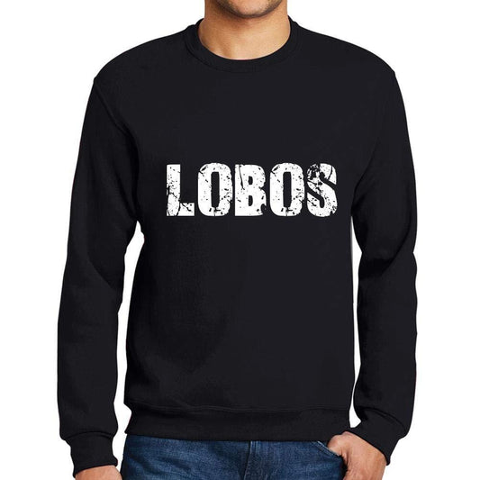 Ultrabasic Homme Imprimé Graphique Sweat-Shirt Popular Words Lobos Noir Profond