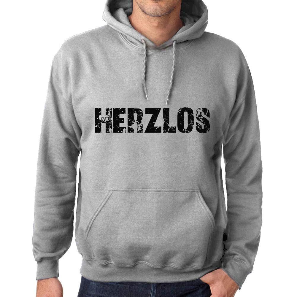 Ultrabasic Homme Femme Unisex Sweat à Capuche Hoodie Popular Words HERZLOS Gris Chiné