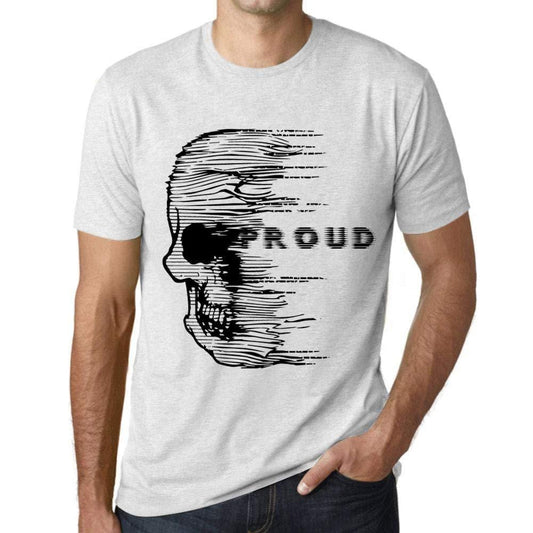Homme T-Shirt Graphique Imprimé Vintage Tee Anxiety Skull Proud Blanc Chiné