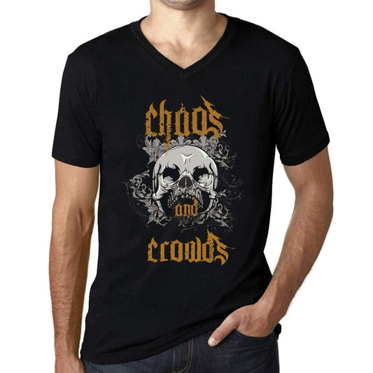 Ultrabasic - Homme Graphique Col V Tee Shirt Chaos and Crowds Noir Profond