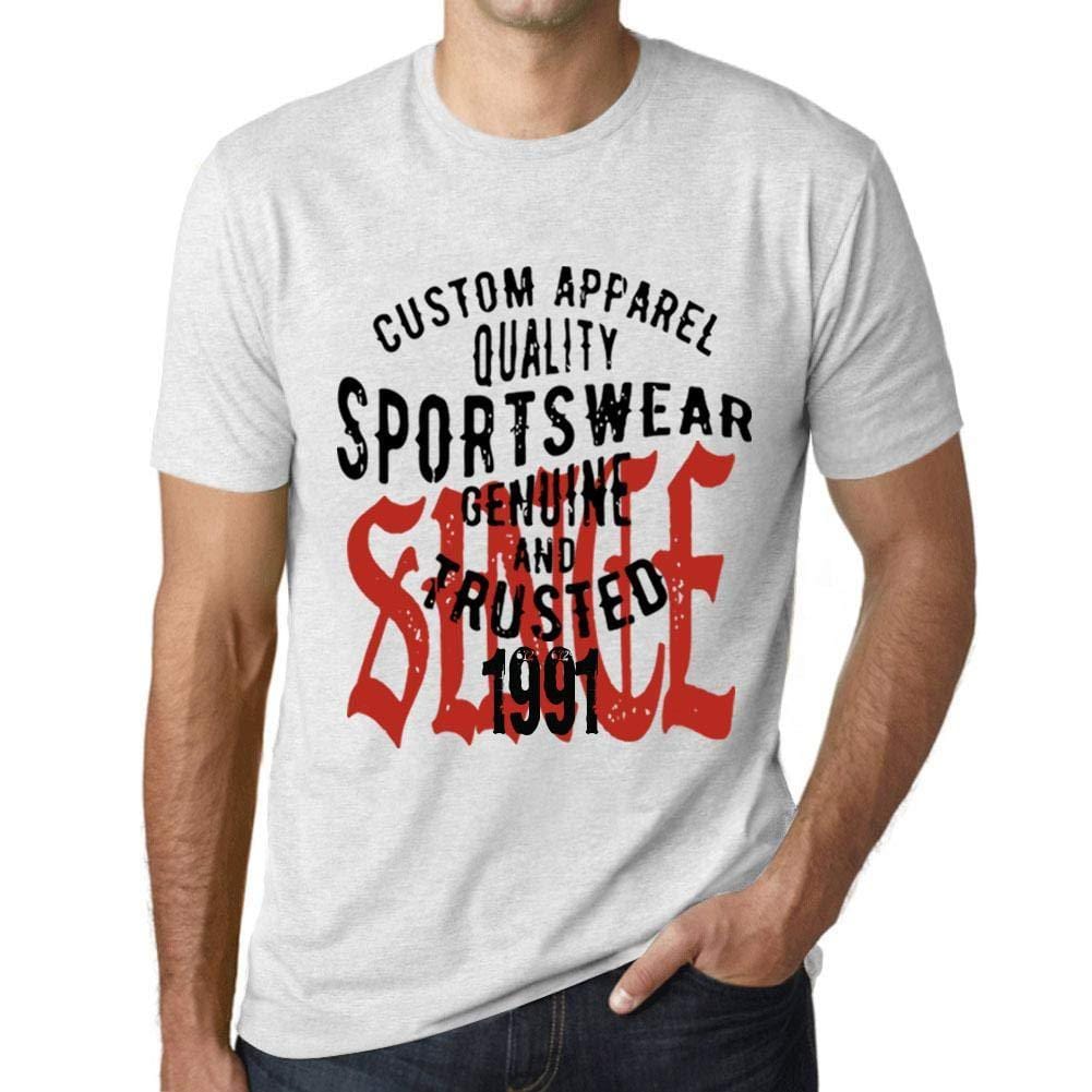 Ultrabasic - Homme T-Shirt Graphique Sportswear Depuis 1991 Blanc Chiné