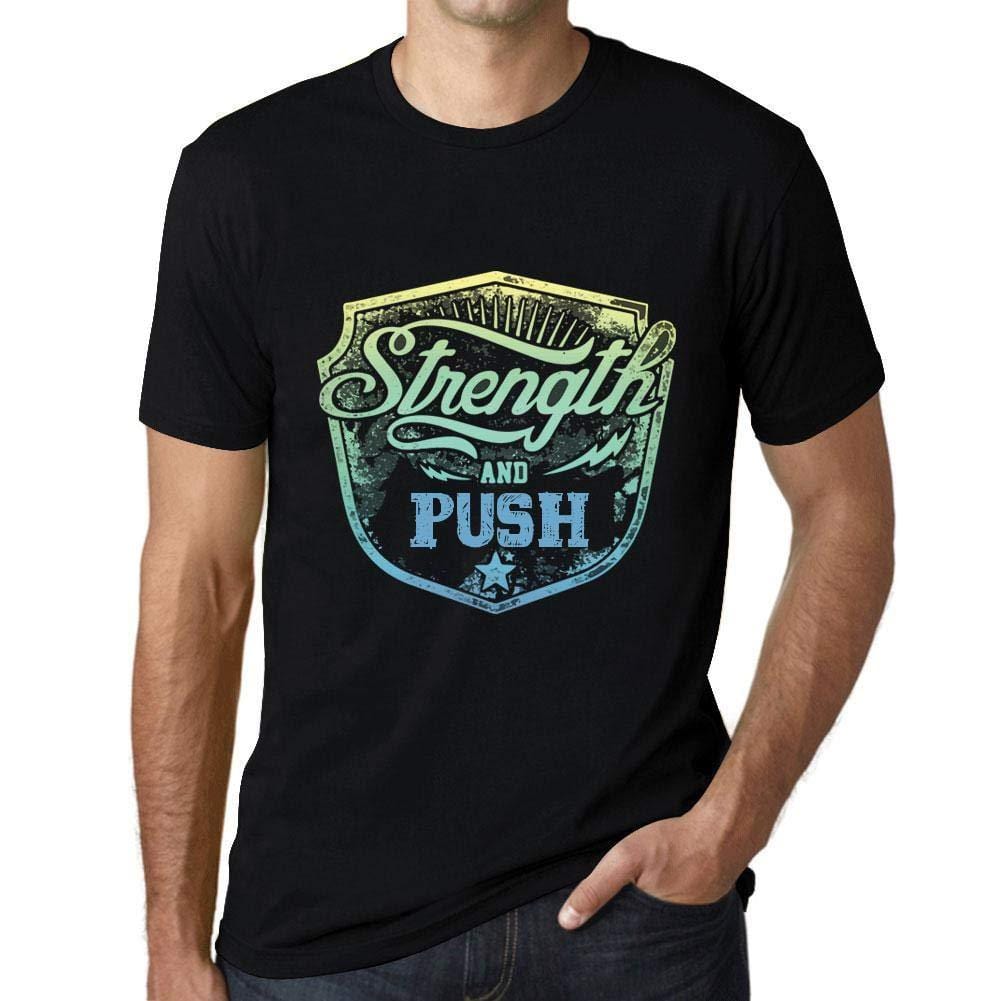 Homme T-Shirt Graphique Imprimé Vintage Tee Strength and Push Noir Profond