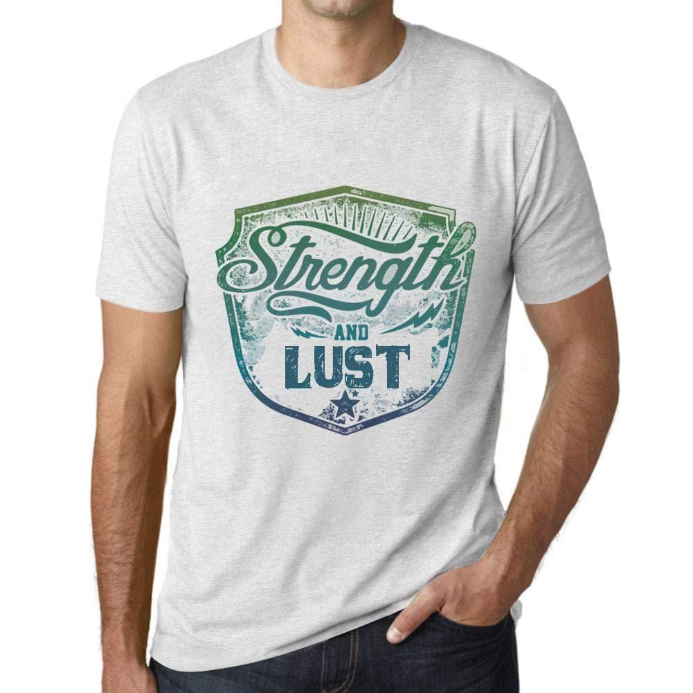 Homme T-Shirt Graphique Imprimé Vintage Tee Strength and Lust Blanc Chiné