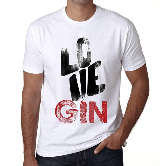 Ultrabasic - Homme T-Shirt Graphique Love GIN Blanc