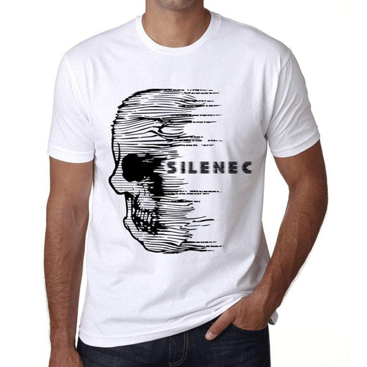 Homme T-Shirt Graphique Imprimé Vintage Tee Anxiety Skull SILENEC Blanc