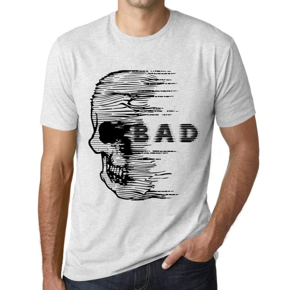 Homme T-Shirt Graphique Imprimé Vintage Tee Anxiety Skull Bad Blanc Chiné