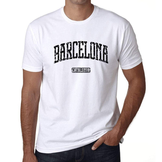 Ultrabasic - Homme T-Shirt Graphique Barcelona Catalunya Lettres Imprimées Blanc