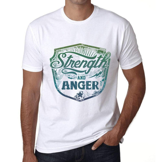 Homme T-Shirt Graphique Imprimé Vintage Tee Strength and Anger Blanc