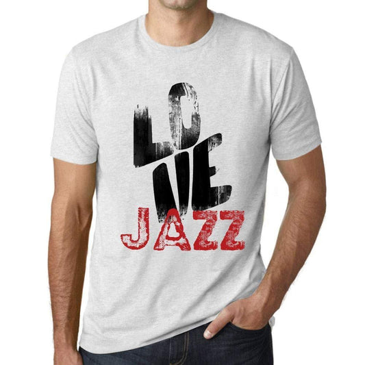 Ultrabasic - Homme T-Shirt Graphique Love Jazz Blanc Chiné