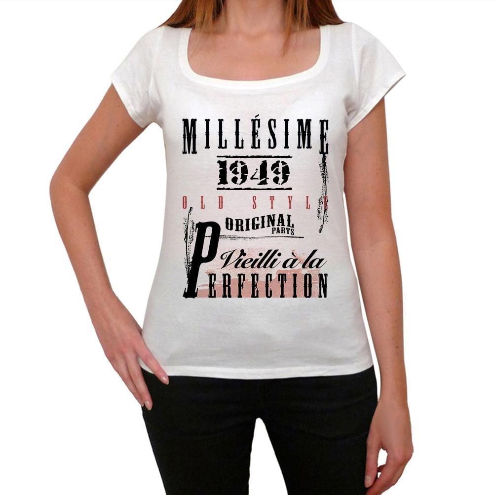 1949, T-shirt femme, manches courtes, cadeaux,anniversaire, blanc