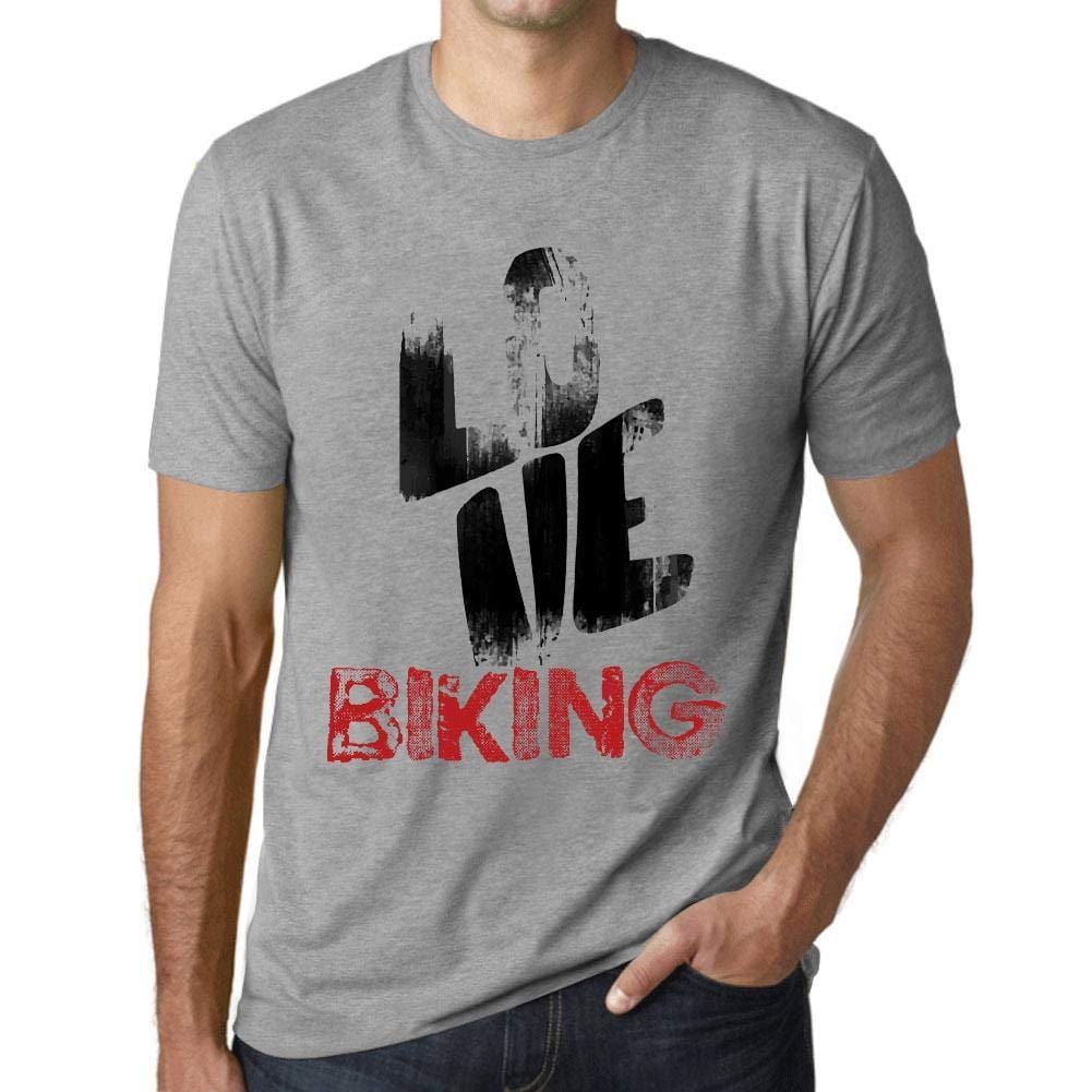 Ultrabasic - Homme T-Shirt Graphique Love Biking Gris Chiné