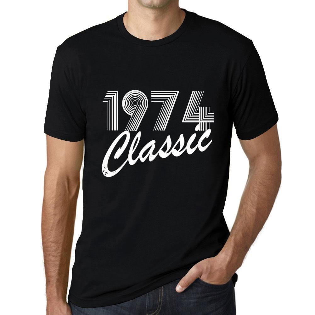 Ultrabasic - Homme T-Shirt Graphique Years Lines Classic 1974 Noir Profond