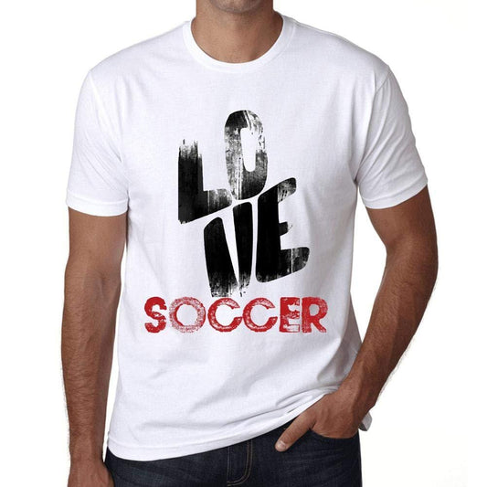 Ultrabasic - Homme T-Shirt Graphique Love Soccer Blanc