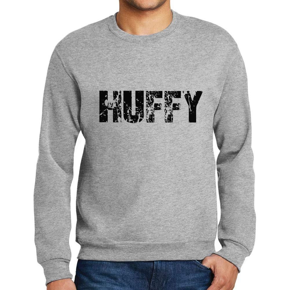 Ultrabasic Homme Imprimé Graphique Sweat-Shirt Popular Words HUFFY Gris Chiné