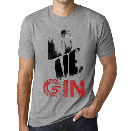 Ultrabasic - Homme T-Shirt Graphique Love GIN Gris Chiné