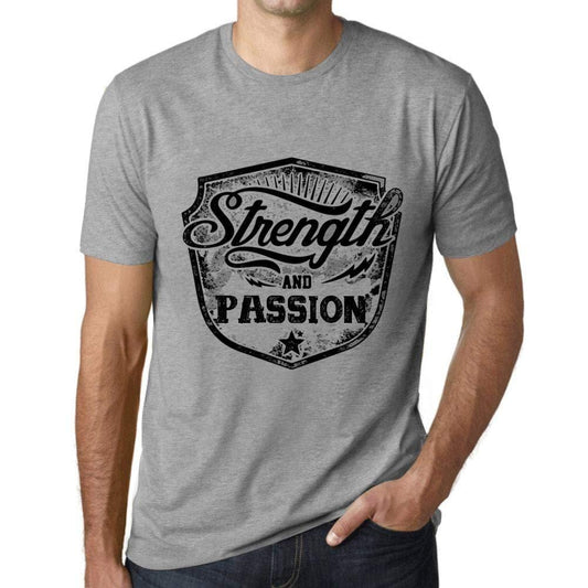 Homme T-Shirt Graphique Imprimé Vintage Tee Strength and Passion Gris Chiné