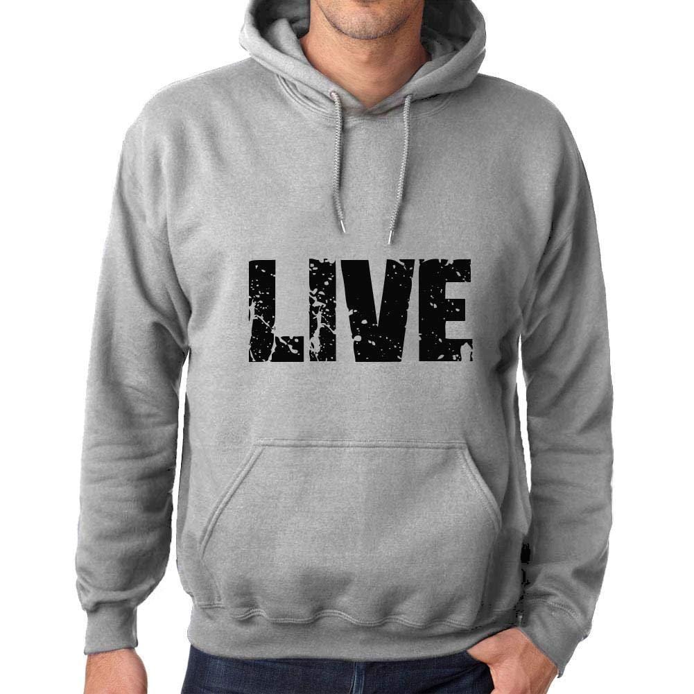 Ultrabasic Homme Femme Unisex Sweat à Capuche Hoodie Popular Words Live Gris Chiné