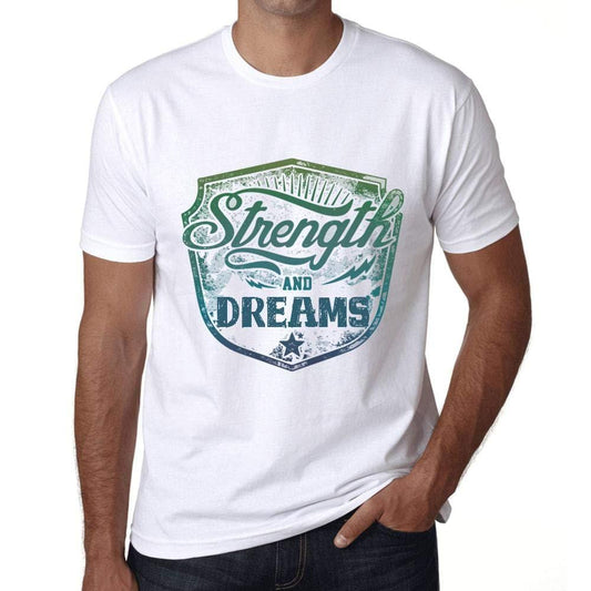 Homme T-Shirt Graphique Imprimé Vintage Tee Strength and Dreams Blanc