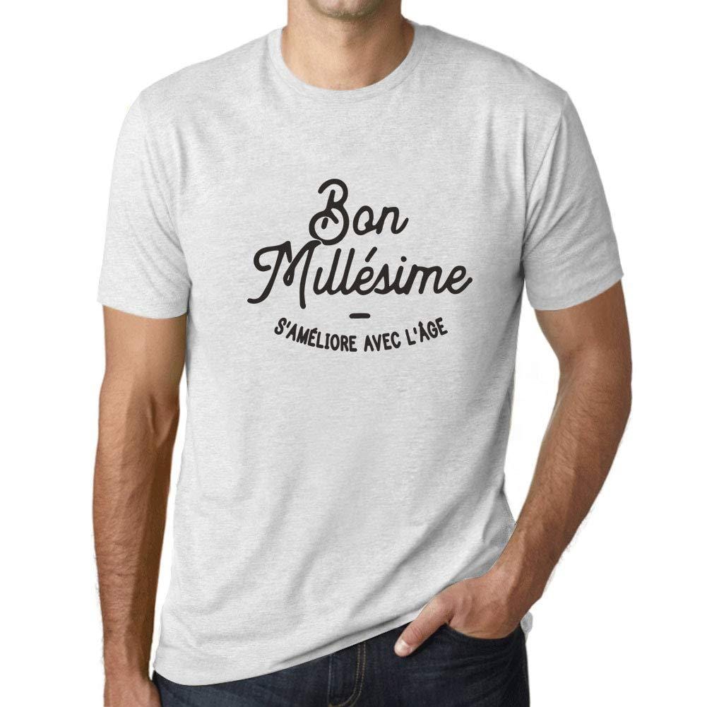 Ultrabasic - Homme Graphique Bon Millésime T-Shirt Noir Lettre Blanc Chiné