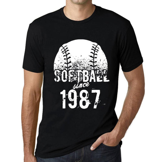 Men’s <span>Graphic</span> T-Shirt Softball Since 1987 Deep Black - ULTRABASIC
