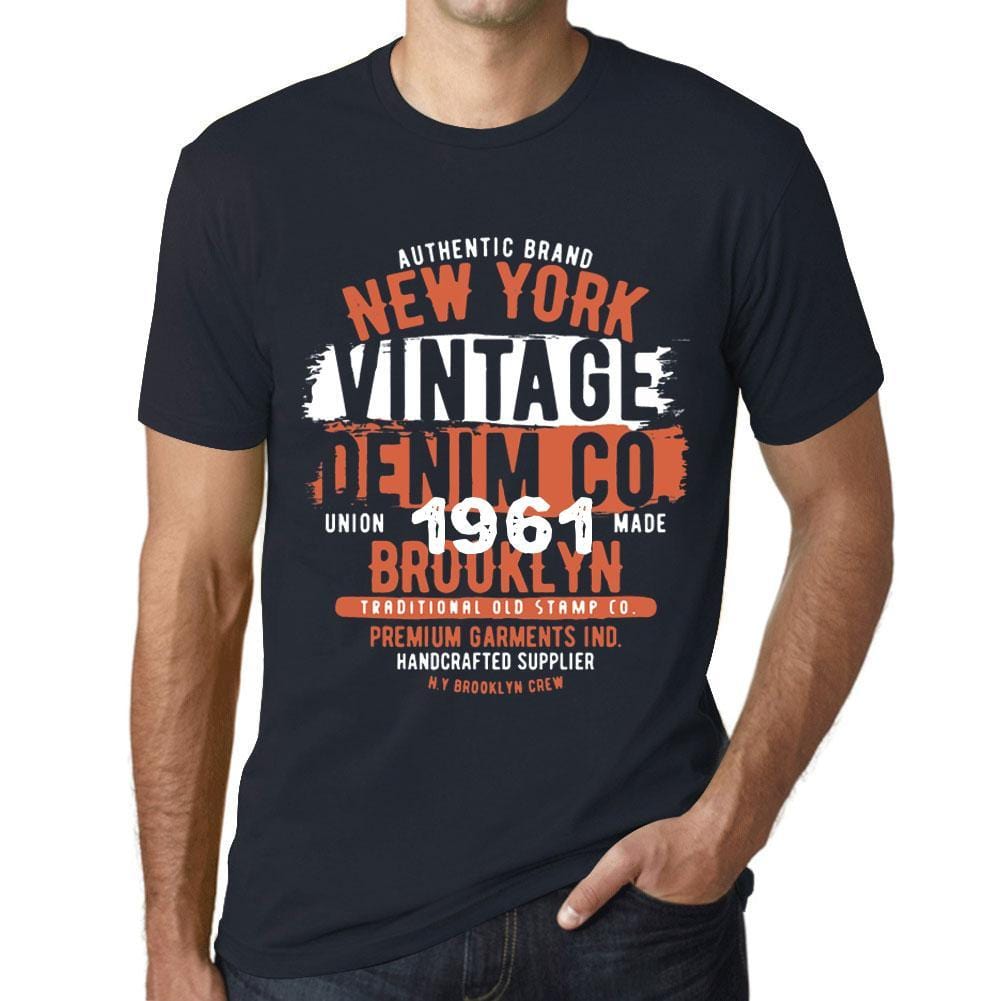 Men’s <span>Graphic</span> T-Shirt Vintage Denim Since 1961 Navy - ULTRABASIC