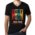 Men's Graphic T-Shirt V Neck Surf Summer Time MAL PAIS Deep Black