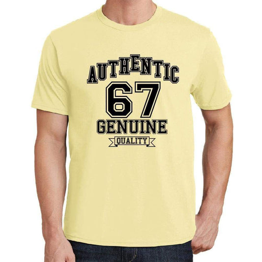67 Authentic Genuine Yellow Mens Short Sleeve Round Neck T-Shirt 00119 - Yellow / S - Casual