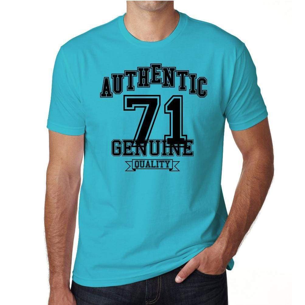 71 Authentic Genuine Blue Mens Short Sleeve Round Neck T-Shirt 00120 - Blue / S - Casual