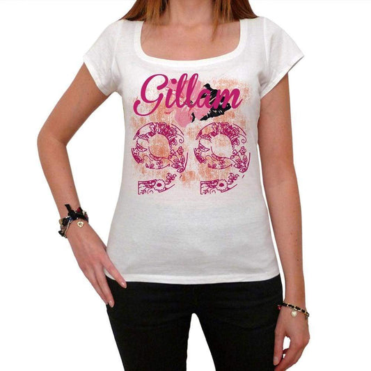 99 Gillam City With Number Womens Short Sleeve Round White T-Shirt 00008 - Casual