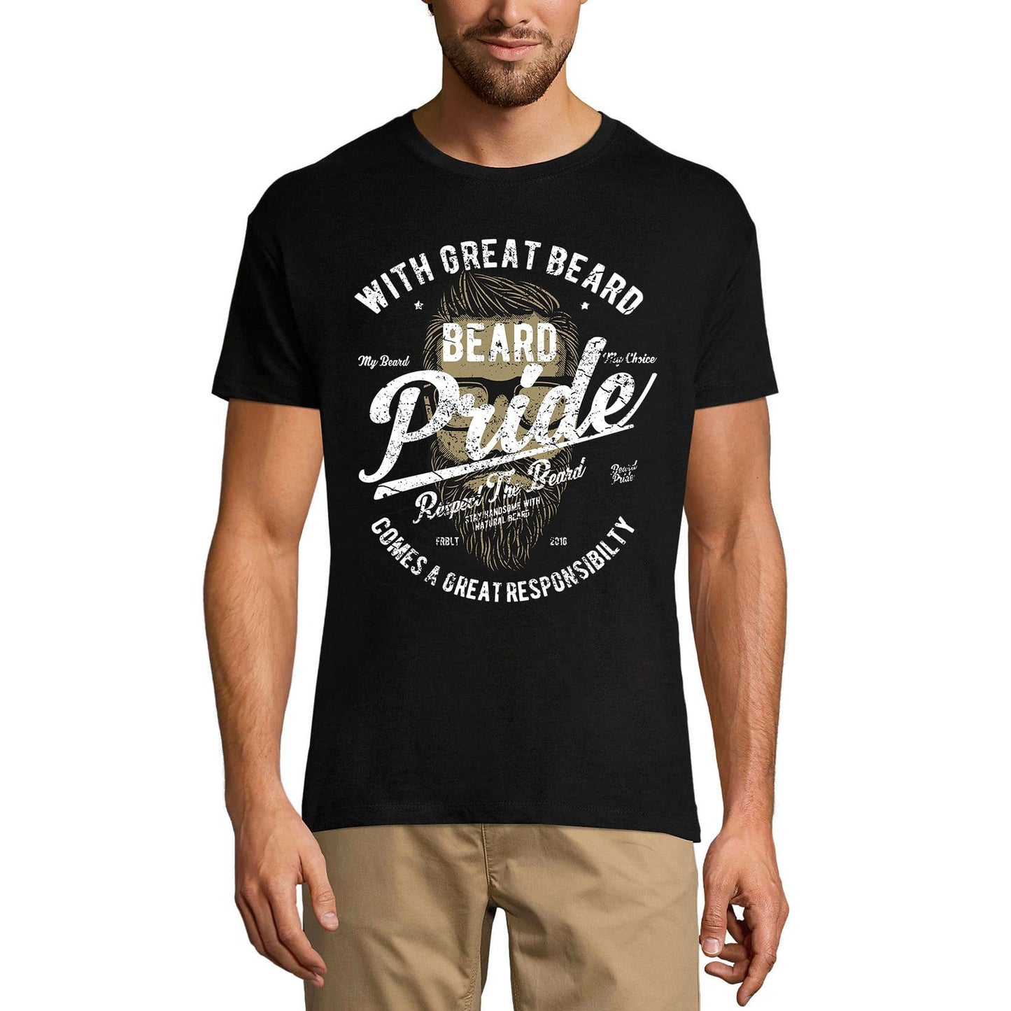 ULTRABASIC Men's T-Shirt With Gread Beard Comes a Great Responsibility - Funny Pride Shirt for Men