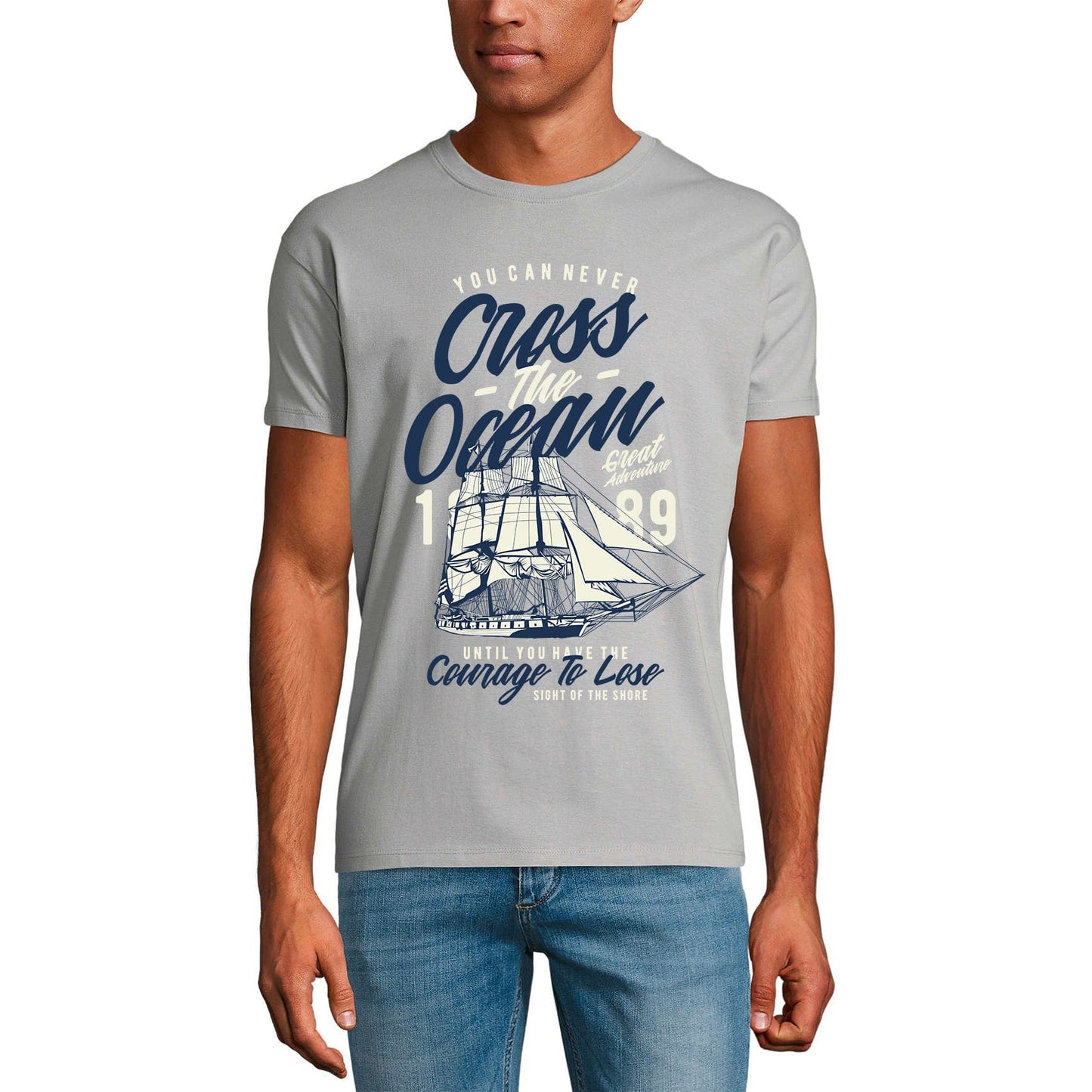 ULTRABASIC Men's T-Shirt You Can Never Cross the Ocean - Great Adventure Tee Shirt