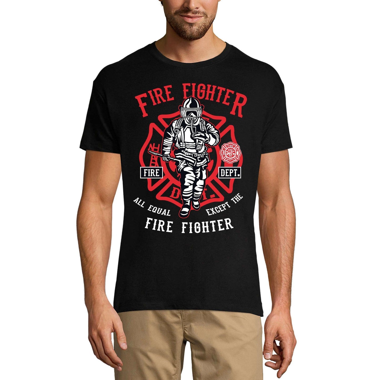 ULTRABASIC Men's T-Shirt Fire Fighter - All Equal Except the Fire Fighter Tee Shirt