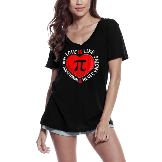 ULTRABASIC Women's V-Neck T-Shirt Love is Like Pi - Funny Math Gift Tee Shirt