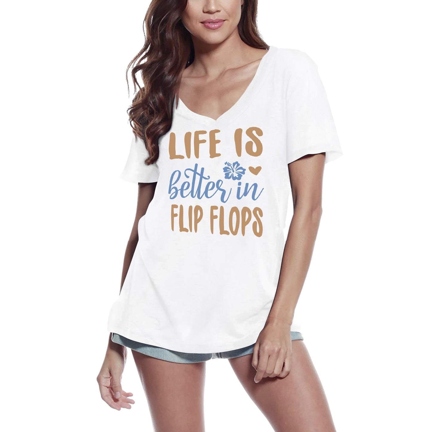 ULTRABASIC Women's T-Shirt Life is Better in Flip Flops - Funny Short Sleeve Tee Shirt Tops