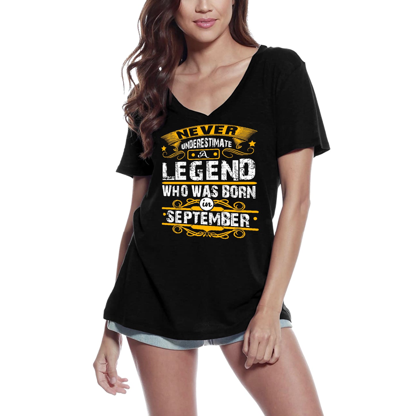 ULTRABASIC Women's T-Shirt Never Underestimate a Legend Who Was Born in September - Birthday Tee Shirt