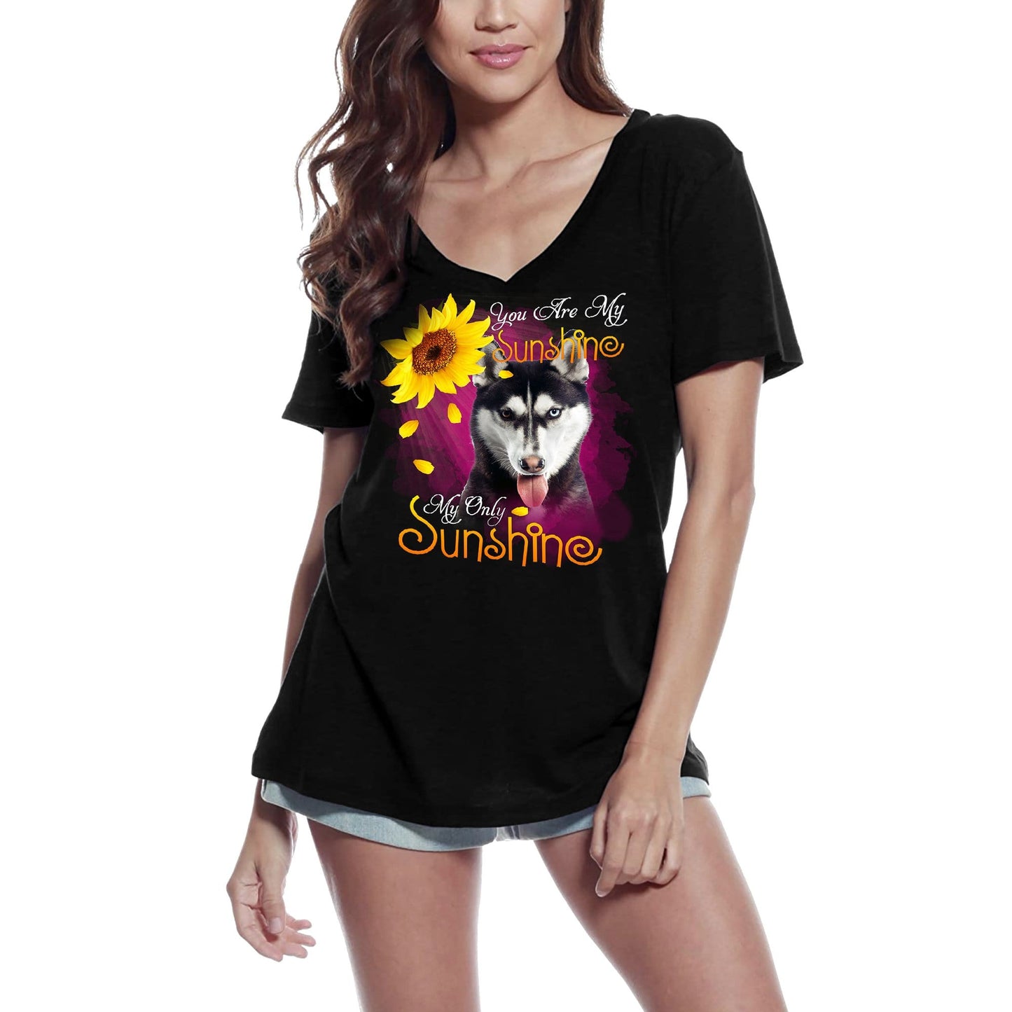 ULTRABASIC Women's V-Neck T-Shirt My Only Sunshine - Staffordshire Bull Terrier