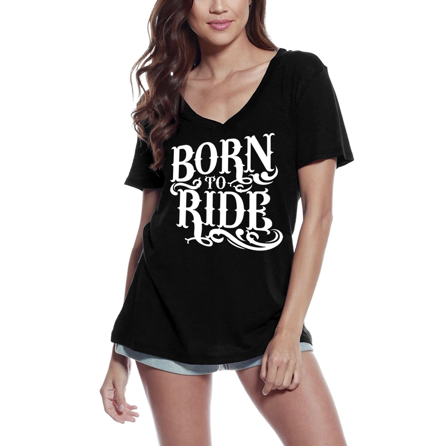 ULTRABASIC Women's T-Shirt Born To Ride - Motivational Slogan Graphic Tee