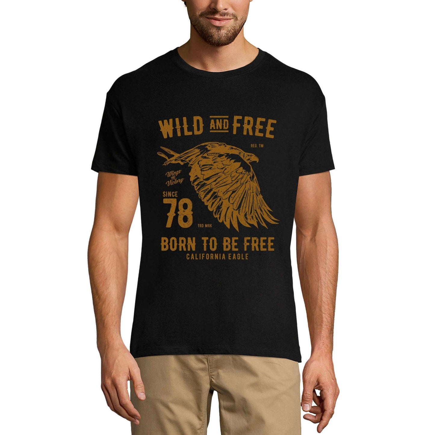 ULTRABASIC Men's T-Shirt Wild and Free Since 1978 - Born To Be Free - California Eagle Tee Shirt