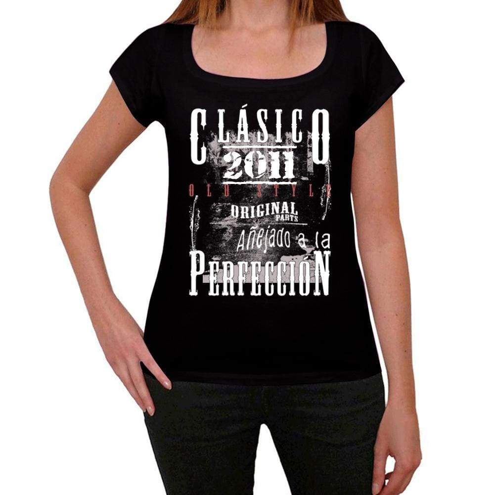 Aged To Perfection, Spanish, 2011, Black, Women's Short Sleeve Round Neck T-shirt, gift t-shirt 00358 - Ultrabasic